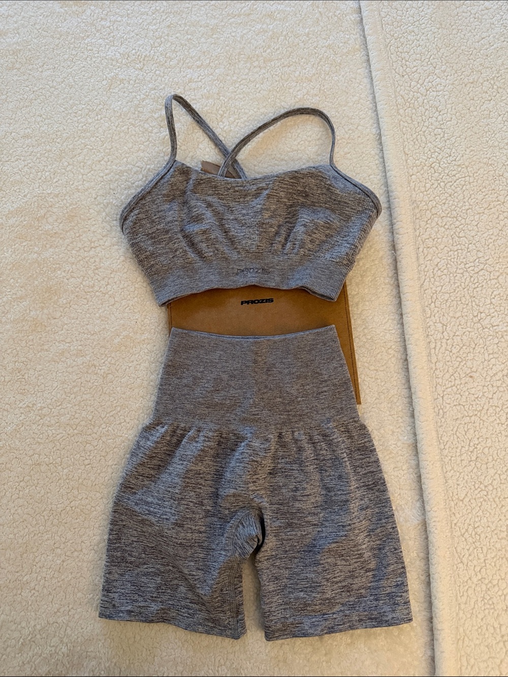 Prozis Gray Seamless Sports Bra and High-Waist Shorts Set